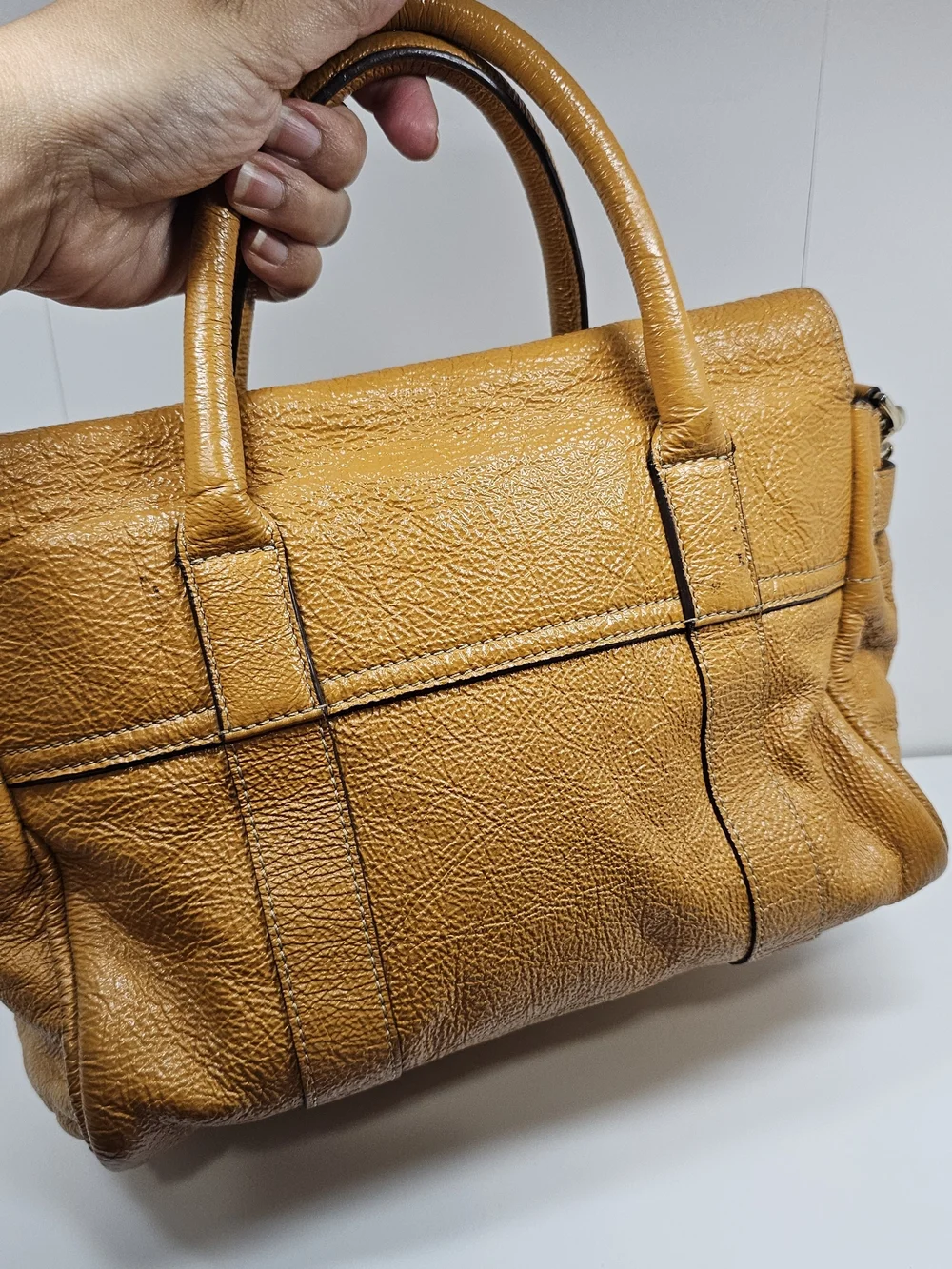 Mulberry Tan Leather Satchel with Turn-Lock